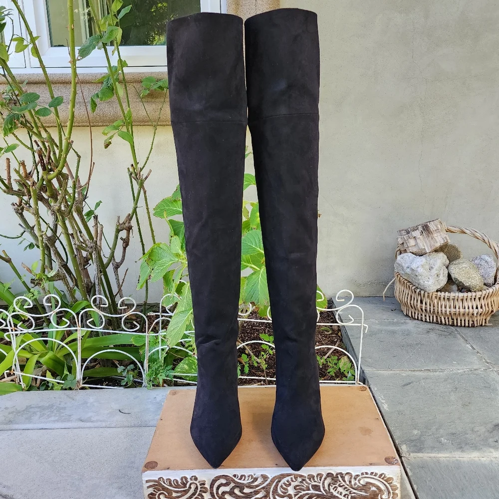 Sexy Chic Jeffrey Campbell Black Microsuede OTK Boots